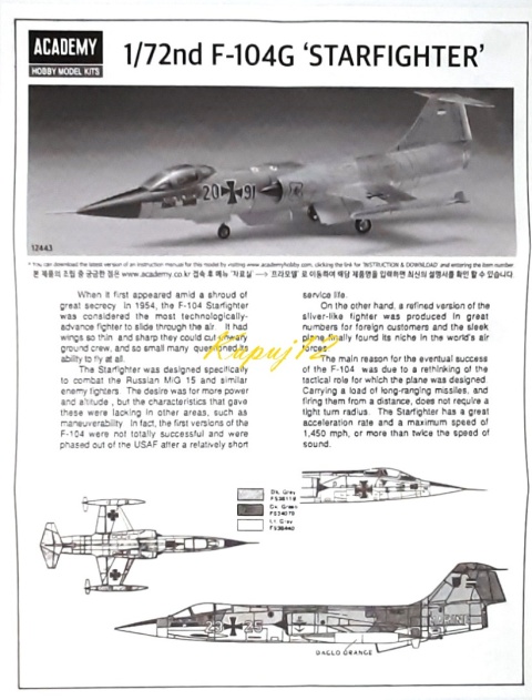 Model samolotu Lockheed F-104 Starfighter Bundesmarine + podkład, farby, lakier, wash Model samolotu Lockheed F-104 Starfighter Bundesmarine + podkład, farby, lakier, wash