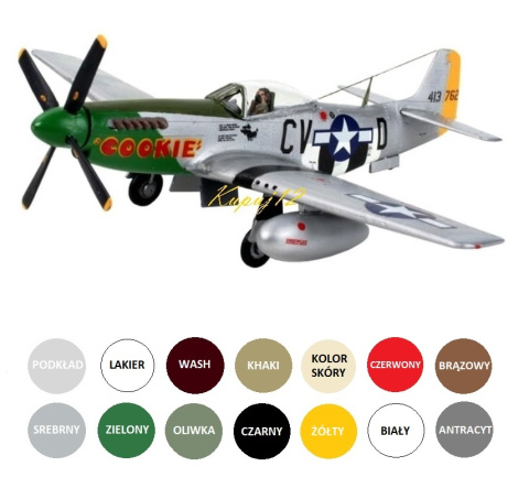 Model samolotu P-51D Mustang + podkład, lakier, wash, farby Model samolotu P-51D Mustang + podkład, lakier, wash, farby