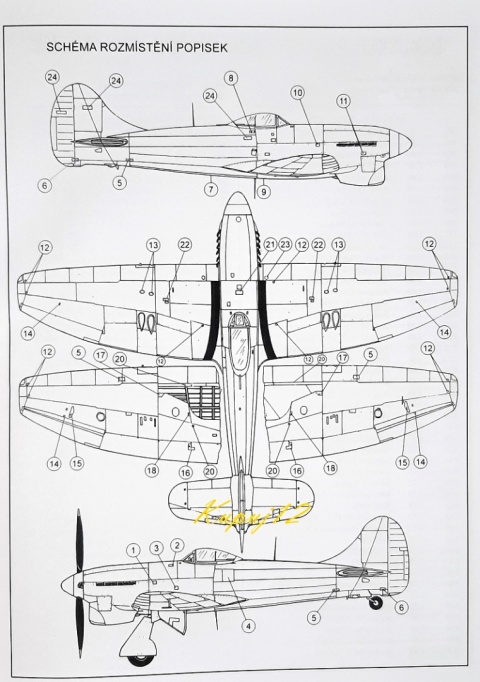 Model samolotu Hawker Tempest Mk.V + podkład, farby, lakier, wash Model samolotu Hawker Tempest Mk.V + podkład, farby, lakier, wash