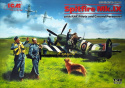 MODEL samolotu Spitfire Mk.IX personelem 1:48 , mata samogojąca do cięcia A3, klej, farba akrylowa modelarska, pędzle, cążki ...