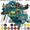 MODEL samolotu Spitfire Mk.IX personelem 1:48 , mata samogojąca do cięcia A3, klej, farba akrylowa modelarska, pędzle, cążki ...