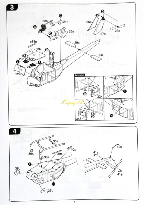 Model śmigłowca Bell UH-1B Huey Italeri Skala 1:72 040