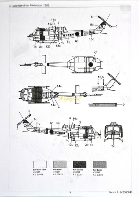 Model śmigłowca Bell UH-1B Huey Italeri Skala 1:72 040