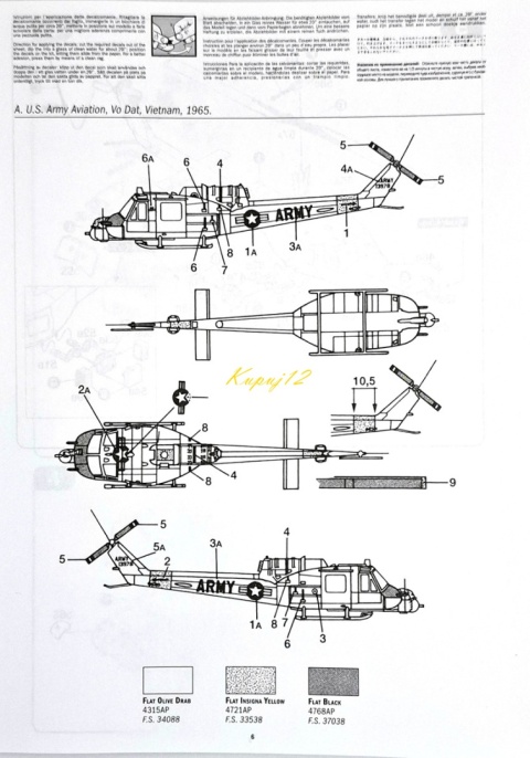 Model śmigłowca Bell UH-1B Huey Italeri Skala 1:72 040