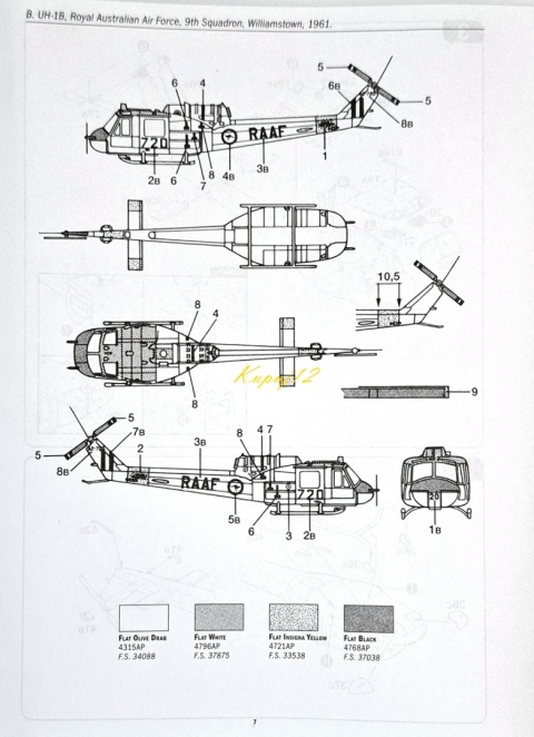 Model śmigłowca Bell UH-1B Huey Italeri Skala 1:72 040