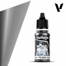 VALLEJO MODEL COLOR 197 Farba akrylowa 70864 NATURAL STEEL ( metalic ) 18ml