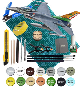 MODEL samolot do sklejania F-16C Fighting Falcon+zestaw, mata, farby,lakier