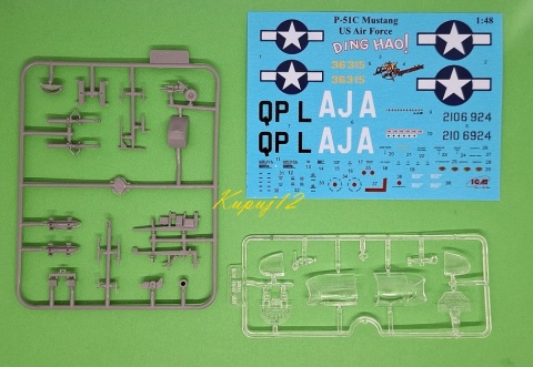 MODEL samolot do sklejania Mustang P-51C+ mata, farby,lakier, klej, pędzle MODEL samolot do sklejania Mustang P-51C+ mata, farby,lakier, klej, pędzle