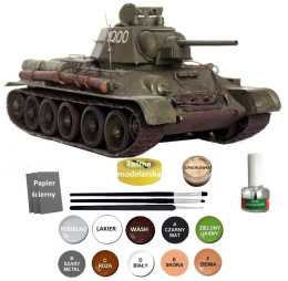 MODEL T-34/76 Model 1943 polskie malowanie Zestaw: farby, lakier, wash