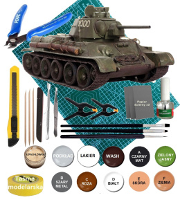 MODEL T-34/76 Model 1943 polskie malowanie Zestaw: mata farby, lakier, wash