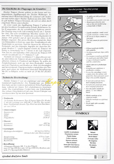 Model samolotu Hawker Tempest Mk.V + podkład, farby, lakier, wash