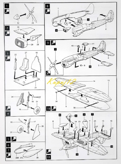 Model samolotu Hawker Tempest Mk.V + podkład, farby, lakier, wash