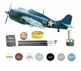 MODEL samolot do sklejania F4F-4 Wildcat + farby, lakier, klej, pędzle