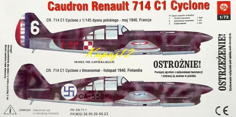 MODEL samolotu do sklejania Caudron Renault 714 C1 Cyclone PL Plastyk Skala 1:72 MODEL samolotu do sklejania Caudron Renault 714 C1 Cyclone PL Plastyk Skala 1:72
