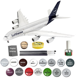 AIRBUS A380 - 800 A380 800 New Livery duży plastikowy model samolotu pasażerskiego Lufthansa Revell skala 1:144
