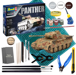 Model Czołgu Pantera Panther zestaw z farbami klejem Revell + mata, dużo dodatków