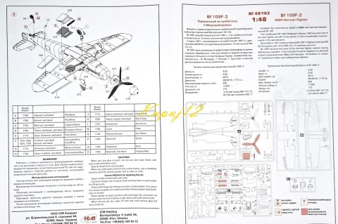 MODEL samolotu Messerschmitt Bf 109F-2 z personelem ICM Skala 1:48 MODEL samolotu Messerschmitt Bf 109F-2 z personelem ICM Skala 1:48