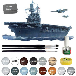 Okręt model amerykański lotniskowiec USS Enterprise skala 1:700+ zestaw farb modelarskich z fabą podkładową....