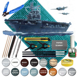 Okręt model amerykański lotniskowiec USS Enterprise skala 1:700+ mata, zestaw farb modelarskich z fabą podkładową....