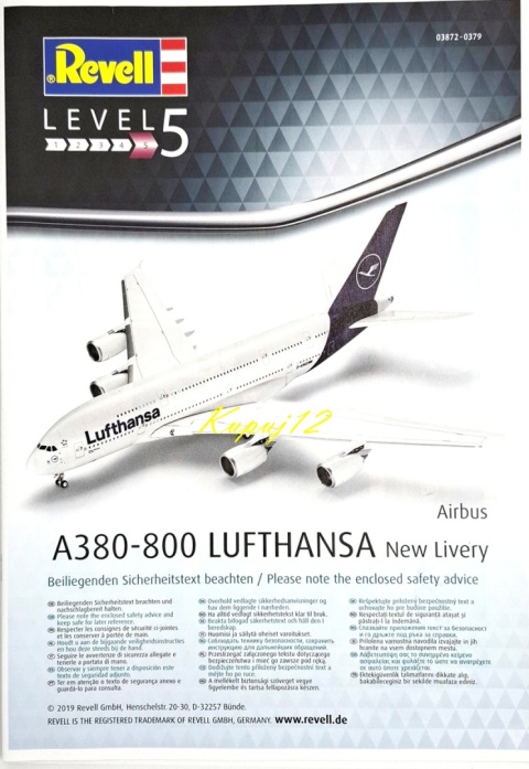 AIRBUS A380 800 New Livery duży plastikowy model samolotu pasażerskiego Lufthansa Revell skala 1:144 AIRBUS A380 800 New Livery duży plastikowy model samolotu pasażerskiego Lufthansa Revell skala 1:144