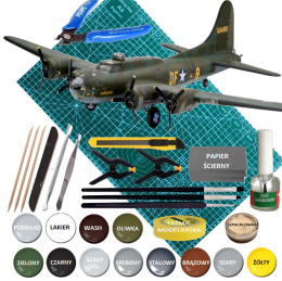 MODEL samolotu B-17F Flying Fortress (Latająca Forteca) + mata A3, klej, farby...