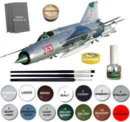 MODEL samolotu MiG-21PF Fishbed-D POLSKIE MALOWANIE + klej, farby,