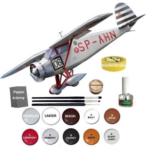MODEL samolotu RWD-6 Zestaw: podkład, farby, lakier, wash Plastyk Skala:72 MODEL samolotu RWD-6 Zestaw: podkład, farby, lakier, wash Plastyk Skala:72