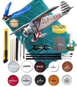 MODEL samolotu RWD-6 Zestaw: podkład, farby, lakier, wash Plastyk Skala:72