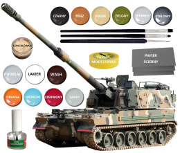 PLASTIKOWY model do sklejania K9A1 Haubica samobieżna Polskie Siły Zbrojne + farby akrylowe, podkład do farb akrylowych...