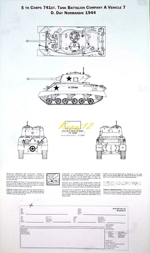 MODEL amerykańskiego czołgu Sherman M4A1 Italeri Skala 1:35 MODEL amerykańskiego czołgu Sherman M4A1 Italeri Skala 1:35