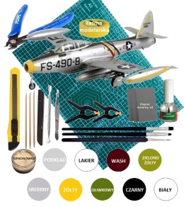 MODEL amerykańskiego samolotu myśliwsko-bombowego F-84 THUNDERJET Gomix Skla 1:48