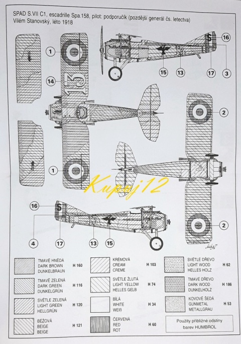 MODEL samolotu do sklejania SPAD S.VII Smer Skala 1 :40 0824 MODEL samolotu do sklejania SPAD S.VII Smer Skala 1 :40 0824