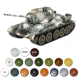 PLASTIKOWY model do sklejania radziecki czołg T-34/85 + farby akrylowe, podkład do farb akrylowych...