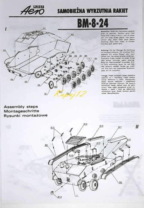 MODEL czołgu z wyrzytnią rakiet KATIUSZA BM-8-24 Plast Skala 1:35 MODEL czołgu z wyrzytnią rakiet KATIUSZA BM-8-24 Plast Skala 1:35