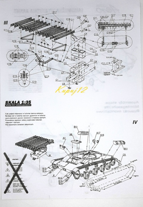 MODEL czołgu z wyrzytnią rakiet KATIUSZA BM-8-24 Plast Skala 1:35 MODEL czołgu z wyrzytnią rakiet KATIUSZA BM-8-24 Plast Skala 1:35