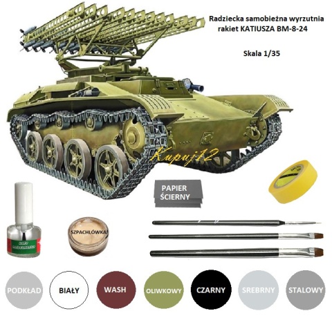 MODEL czołgu z wyrzytnią rakiet KATIUSZA BM-8-24 Plast Skala 1:35 MODEL czołgu z wyrzytnią rakiet KATIUSZA BM-8-24 Plast Skala 1:35