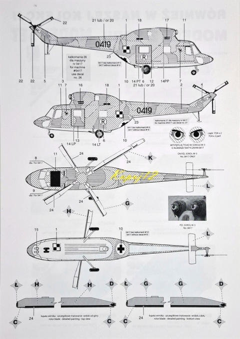MODEL śmigłowca helikopter PZL W3T Sokół Mirage Skala 1:72 MODEL śmigłowca helikopter PZL W3T Sokół Mirage Skala 1:72