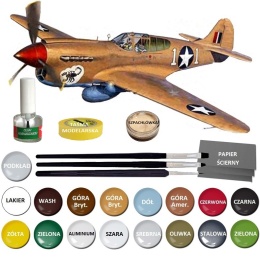 MODEL do sklejania samolot Curtiss P-40K Kittyhawk Skala 1:72 + farby, klej, pędzle..