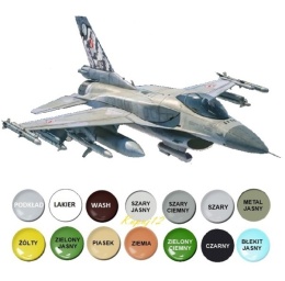 MODEL samolot do sklejania F-16C Fighting Falcon polski + podkład, farby,lakier