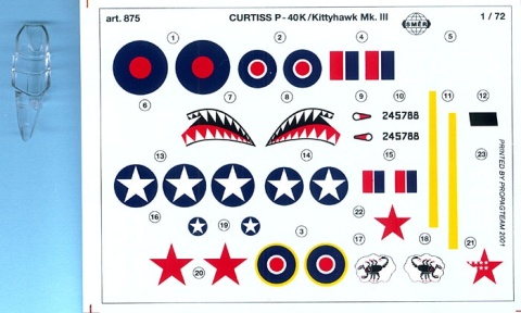 MODEL plastikowy do sklejania samolot Curtiss P-40K Kittyhawk Skala 1:72 Smer 0875