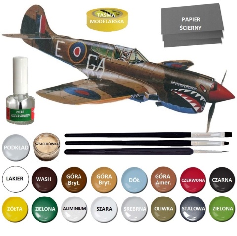 MODEL plastikowy do sklejania samolot Curtiss P-40K Kittyhawk Skala 1:72 + farby, klej, pędzle.. MODEL plastikowy do sklejania samolot Curtiss P-40K Kittyhawk Skala 1:72 + farby, klej, pędzle..