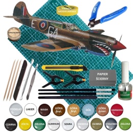 MODEL plastikowy do sklejania samolot Curtiss P-40K Kittyhawk Skala 1:72 + farby, klej, pędzlej, mata..