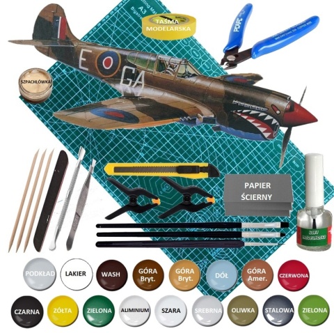 MODEL plastikowy do sklejania samolot Curtiss P-40K Kittyhawk Skala 1:72 + farby, klej, pędzlej, mata.. MODEL plastikowy do sklejania samolot Curtiss P-40K Kittyhawk Skala 1:72 + farby, klej, pędzlej, mata..
