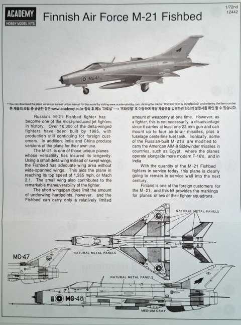 PLASTIKOWY model samolotu MiG-21 FISHBED Academy Skala 1:72 PLASTIKOWY model samolotu MiG-21 FISHBED Academy Skala 1:72