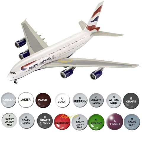 AIRBUS A380-800 duży plastikowy model samolotu pasażerskiego British Airways Revell skala 1:144 AIRBUS A380-800 duży plastikowy model samolotu pasażerskiego British Airways Revell skala 1:144