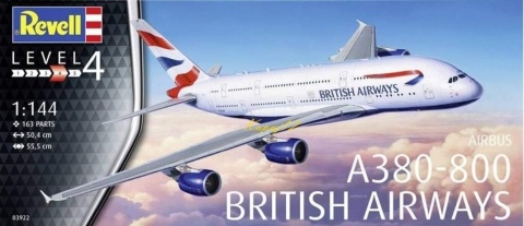 AIRBUS A380-800 duży plastikowy model samolotu pasażerskiego British Airways Revell skala 1:144 AIRBUS A380-800 duży plastikowy model samolotu pasażerskiego British Airways Revell skala 1:144