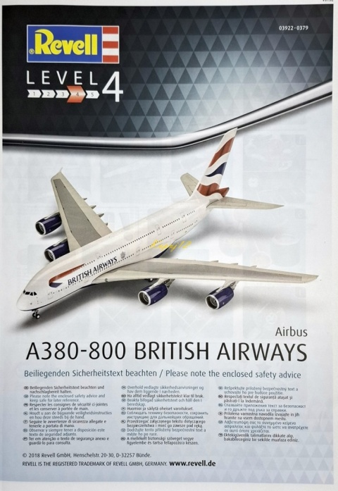 AIRBUS A380-800 duży plastikowy model samolotu pasażerskiego British Airways Revell skala 1:144 AIRBUS A380-800 duży plastikowy model samolotu pasażerskiego British Airways Revell skala 1:144