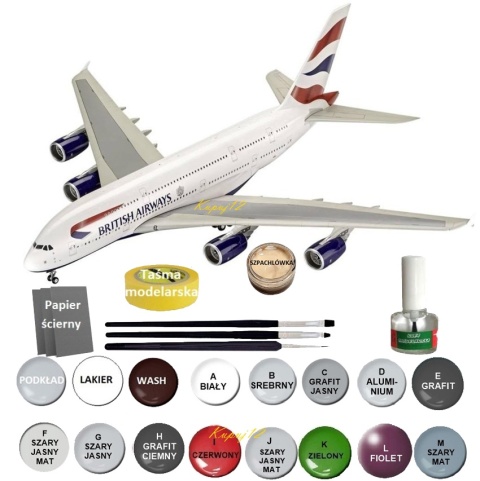 AIRBUS A380-800 duży plastikowy model samolotu pasażerskiego British Airways Revell skala 1:144 AIRBUS A380-800 duży plastikowy model samolotu pasażerskiego British Airways Revell skala 1:144
