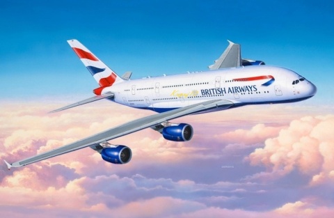 AIRBUS A380-800 duży plastikowy model samolotu pasażerskiego British Airways Revell skala 1:144 AIRBUS A380-800 duży plastikowy model samolotu pasażerskiego British Airways Revell skala 1:144