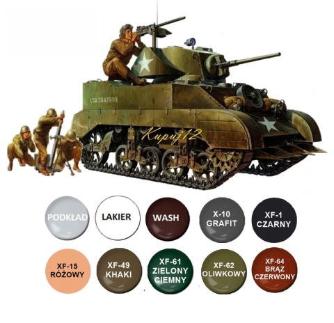MODEL amerykańskiego czołgu M5A1 lekki czołg Tamiya Skala 1:35 MODEL amerykańskiego czołgu M5A1 lekki czołg Tamiya Skala 1:35